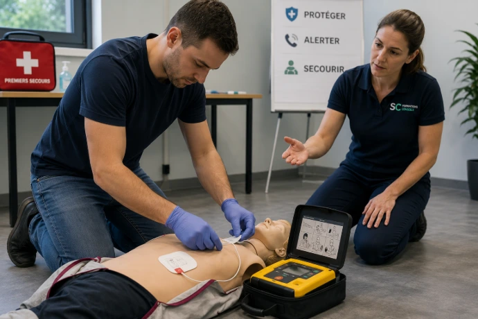 Apprentissage pratique des gestes de premiers secours sur mannequin