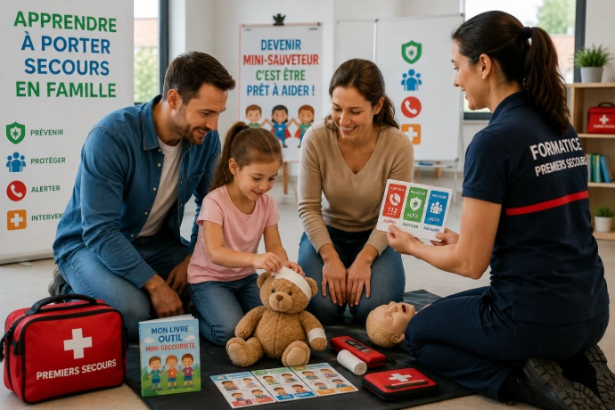 Formation aux premiers secours en famille avec enfants et adultes