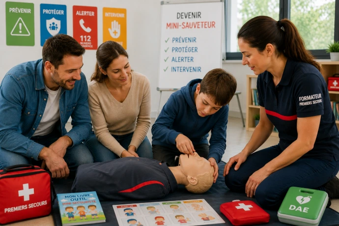 Mise en situation de premiers secours avec un enfant