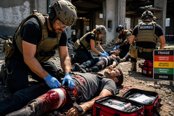 Formation aux secours tactiques d’urgence avec mise en situation